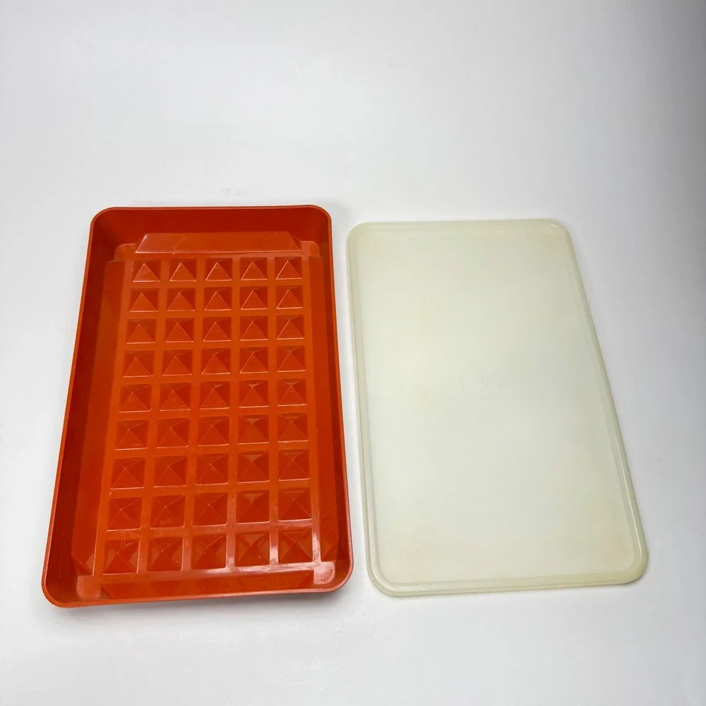 Vintage Tupperware Bacon Meat Keeper Set Paprika Red Orange 3pc 794 1292 622